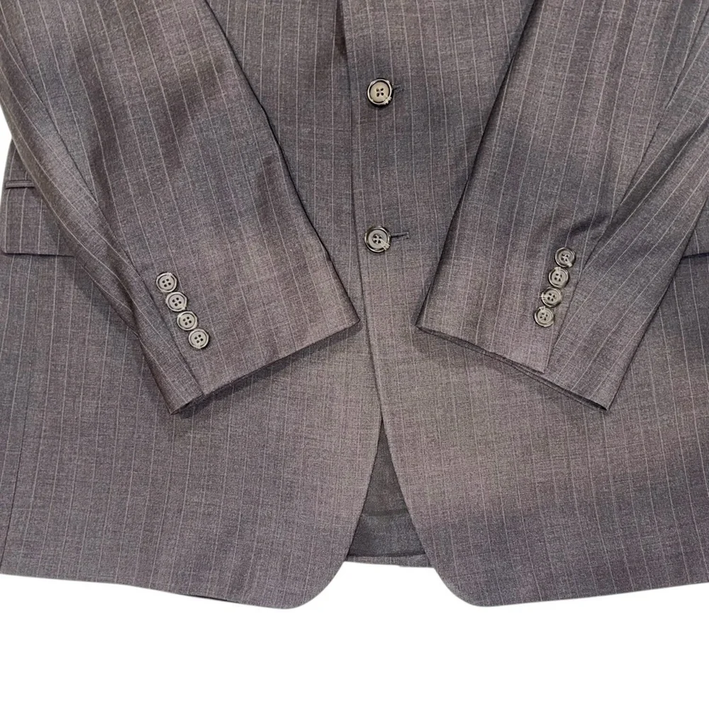 Ralph Lauren LRL 2-Pc Suit Pure Wool Made in Canada Grey Striped 44L / 38x30
